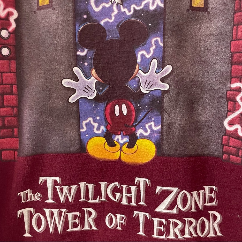 Disney the twilight zone tower of terror Mickey t shirt maroon vintage medium - Picture 2 of 6